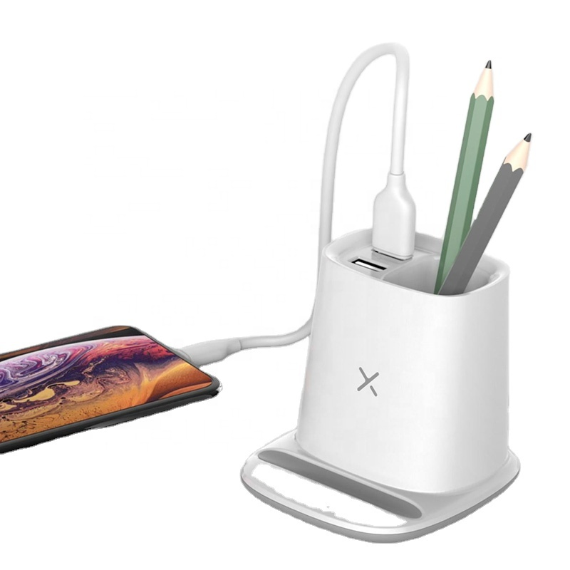 Fast Wireless Charger, Pen Holder, Fast Charging for Mobile, 3 in 1 Wireless Charger, Multfunction Desktop Pen Holder, Promotional Wireless Charger