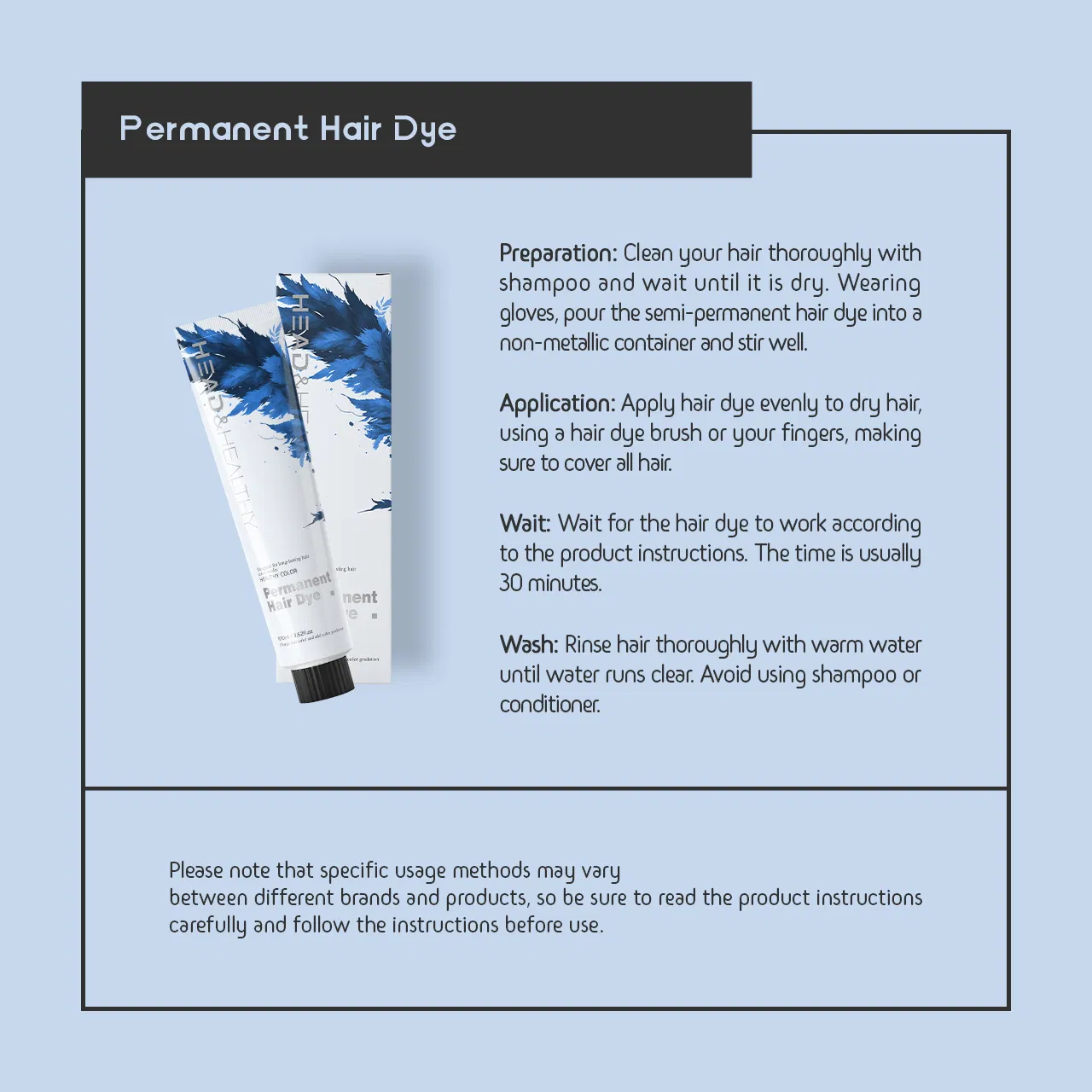 Custom Pack Hair Dye Shampoo Cream 100ml for Beautiful Color