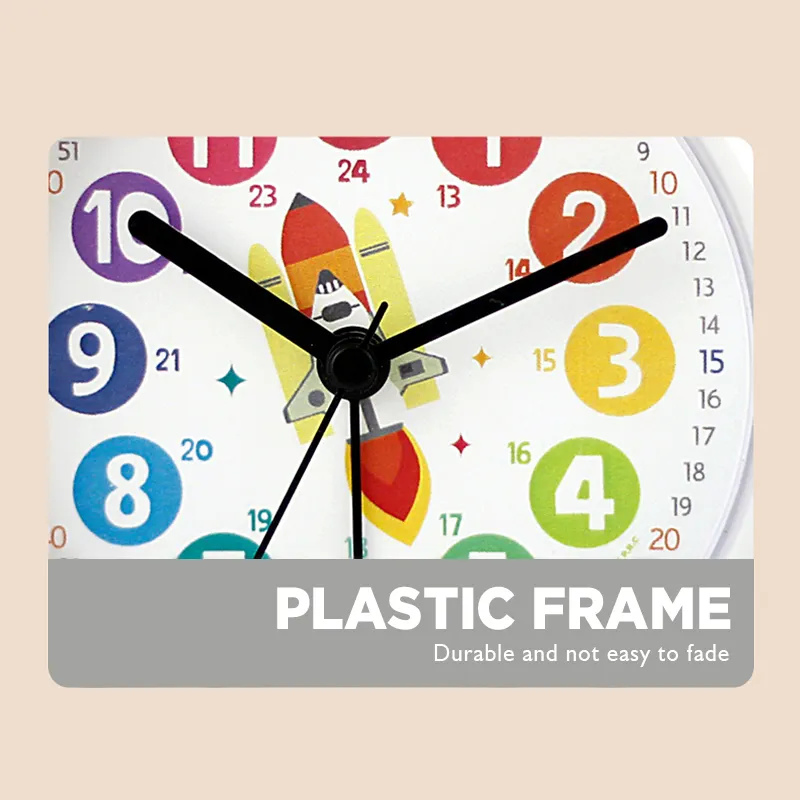 Custom Kids Desk Clock Plastic Analog Study Table Desk Alarm Clock Cartoon Gift Colorful Dial Kid Learning Table Clock