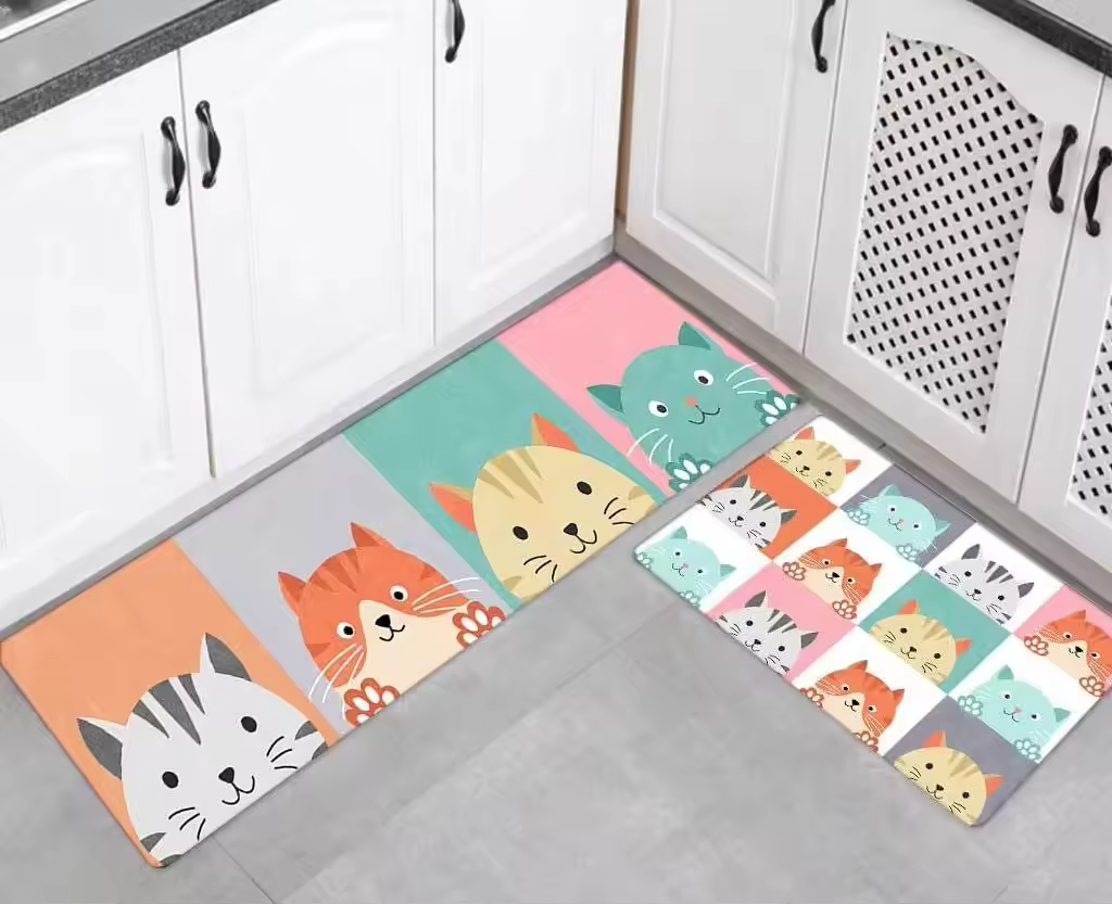 Eco-Friendly Modern Washable Anti Slip PVC Kitchen Floor Mat Carpet Door Mat and Rugs Waterproof Mats & Pads