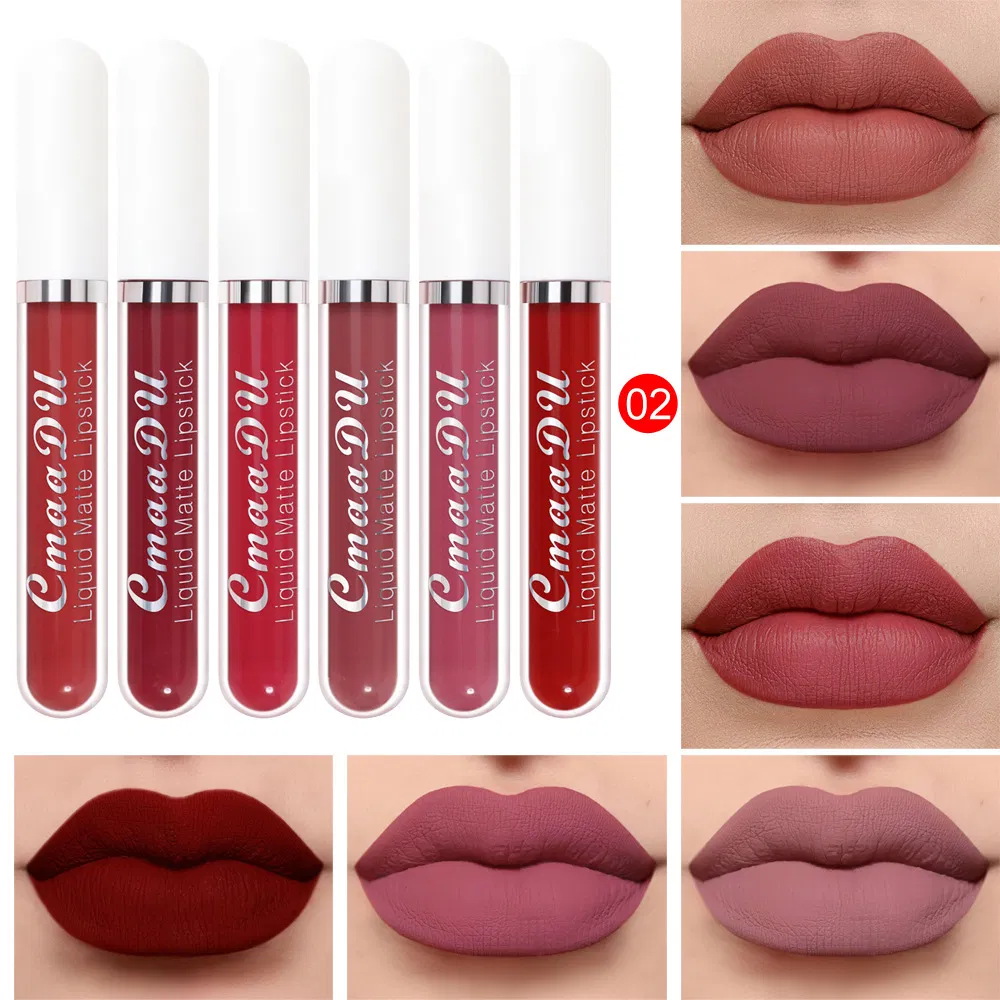 6PCS/Set Matte Velvet Non-Stick Cup Waterproof Not Easy to Swap Makeup Private Label Lipstick Long Lasting Lip Gloss Set