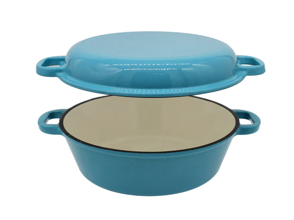 Чугунная эмалированная утятница с крышкой-сковородой