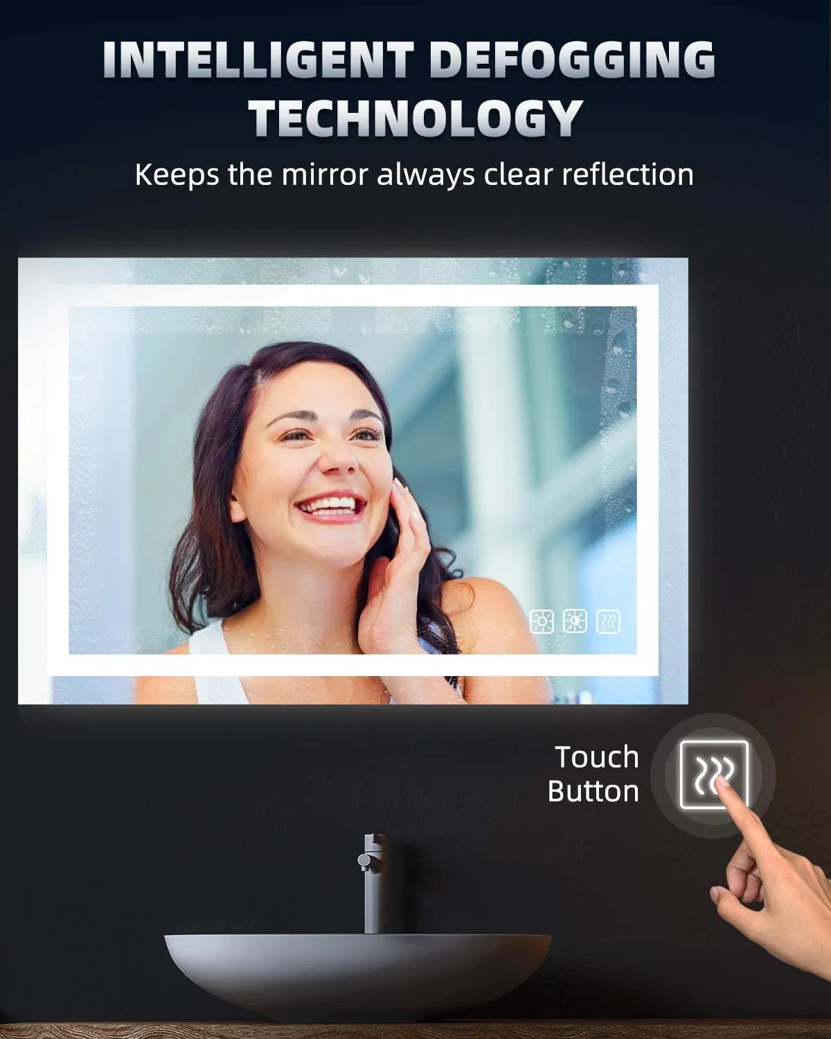 Sleek Touch-Control LED Bathroom Mirror with Anti-Fog Technology