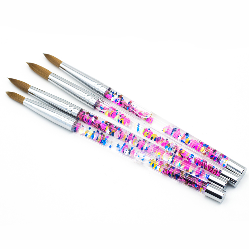 Purple Color Sequined Liquid Handle Kolinsky Sable Nail Brush