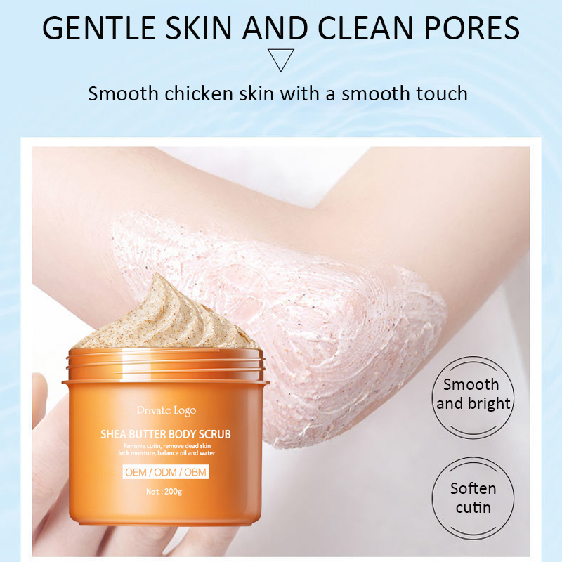 Private Label Wholesale Vegan Whitening Whipped Exfoliating Cream Shea Butter Fruit Sugar Body Scrub