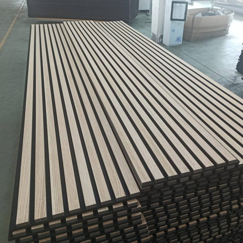 Factory Outlet Ribbon-Shaped Wood Veneer Acoustic Slat Panels for Soundproofing Wall
