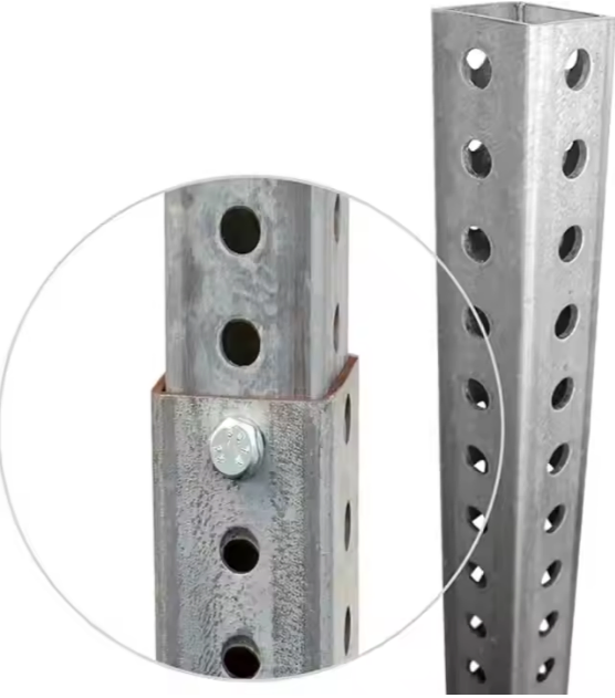 2.0mm 2.5mm Telescopic Galvanized Perforated Steel Pipe Square Traffic Sign Post, 6-Foot Safety Sign Post