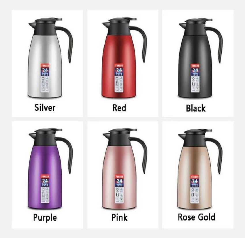 Glass Liner Flask Stainless Steel Vacuum Jug Coffee Carafe Water Pot