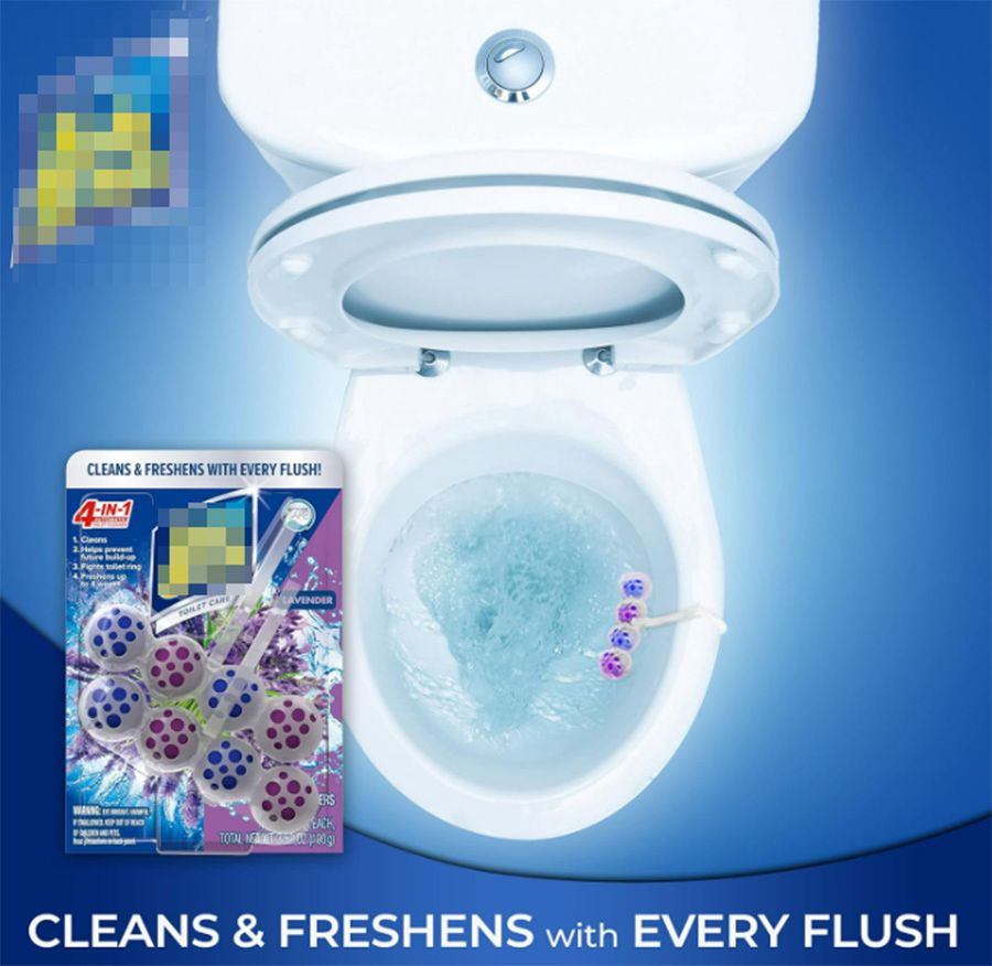 4-in-1 Automatic Lavender Fields Scent Rim Hanger Toliet Ball Toilet Bowl Cleaner