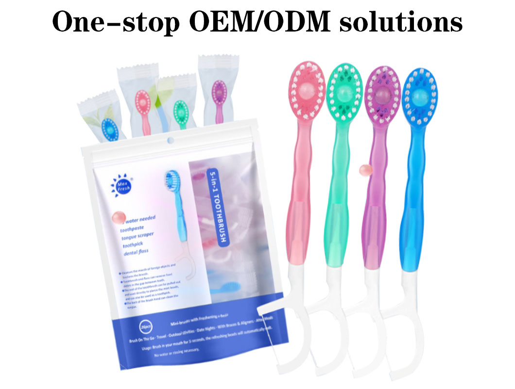 20-Pack Portable Disposable Mini Toothbrush Set New Explosive Bead Toothpick for Travel Disposable Soft Toothbrush