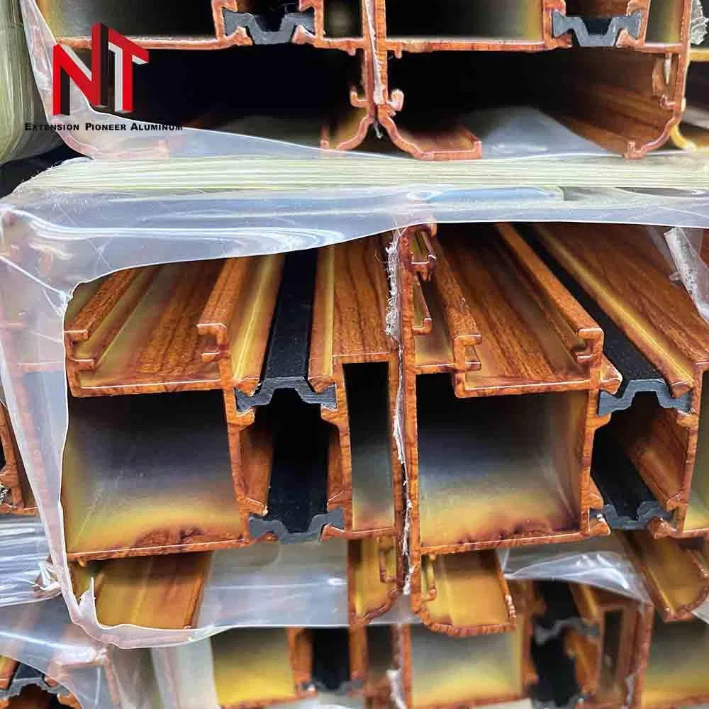 Nuotuo Guangdong Export Europe Superior Quality Modern Thermal Break 3D UV Protective Wood Grain Heat Transfer Aluminum Profile