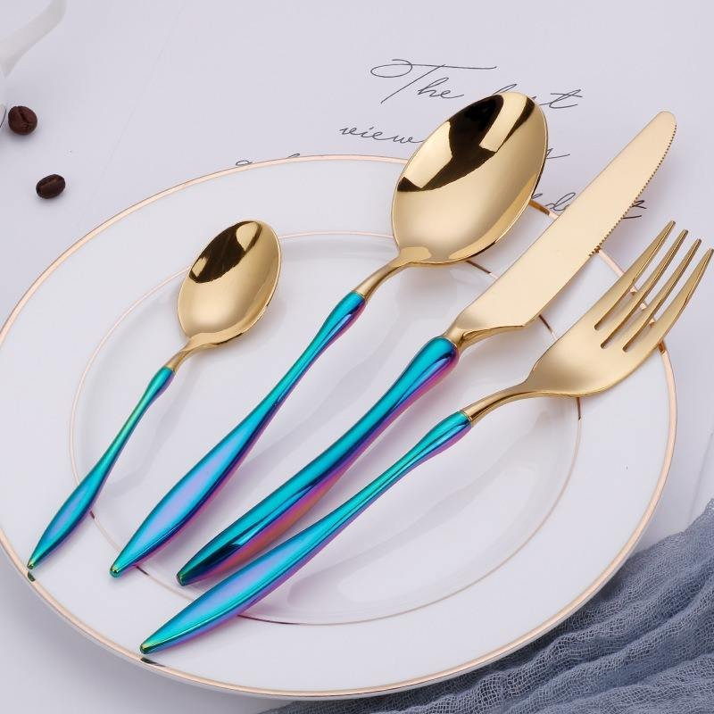 Disposable Plastic Gold Fork Knife Spoon Plates Party Supplies Kits Cutlery Plastic Spoon and Fork