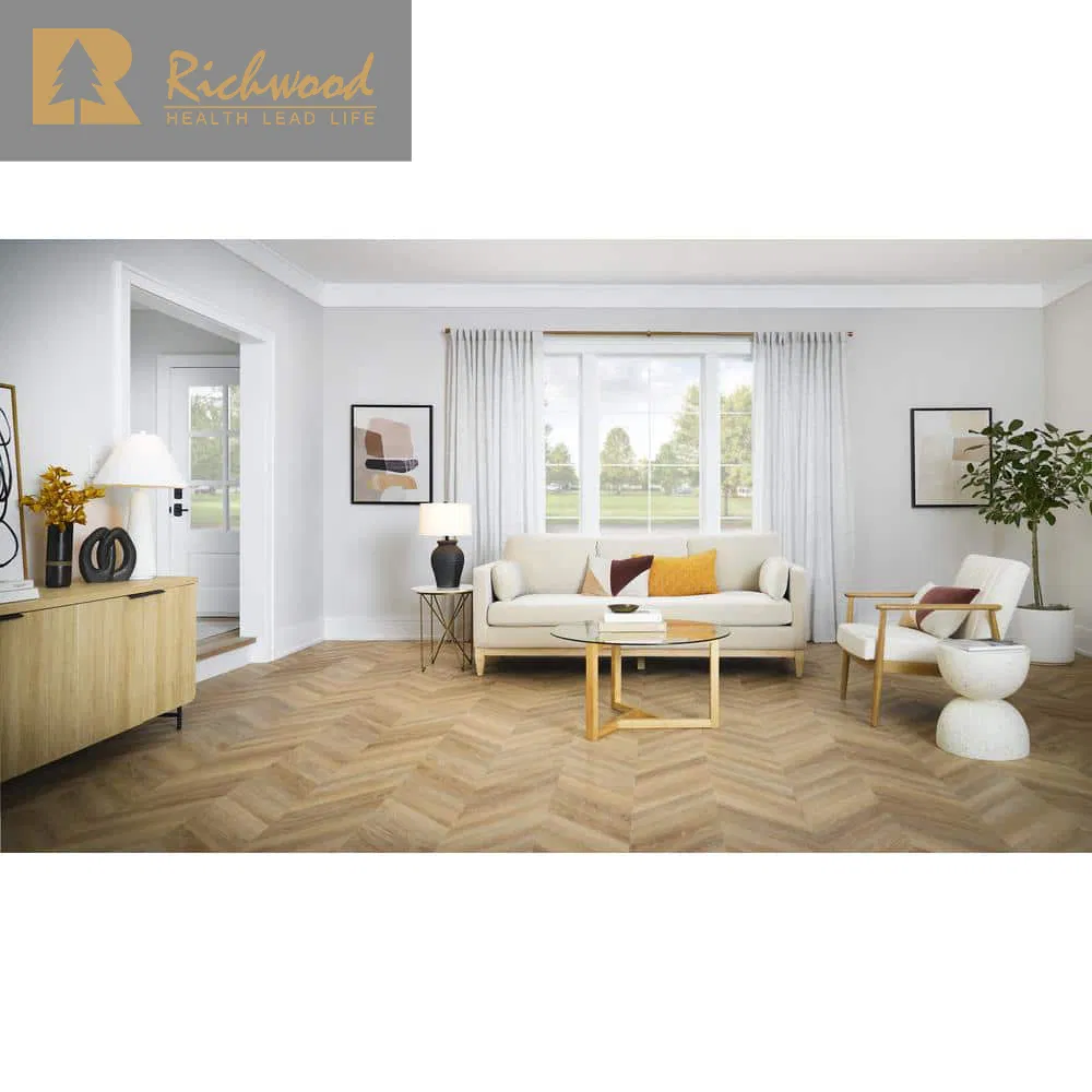 Виниловые SPC-плиты Fishbone под дерево для пола и потолка