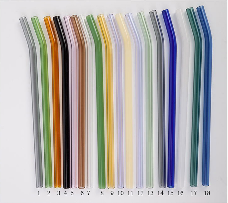 Cheap Recyclable Colorful Slub Portable Clear 200*8mm Glass Pipe Straw