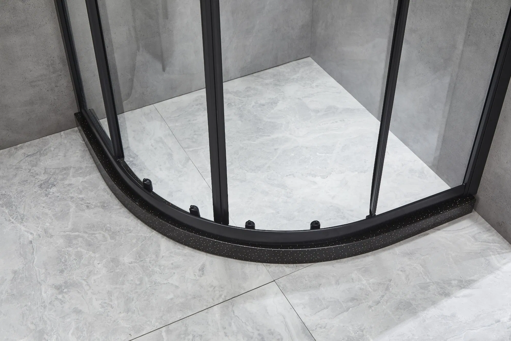 Shower Enclosure, Shower Room with Sliding Double Door and Roller, Extra Shower Panel Available, Showerroom with Black Stone Foundation, 5mm Glasses, Matt Black