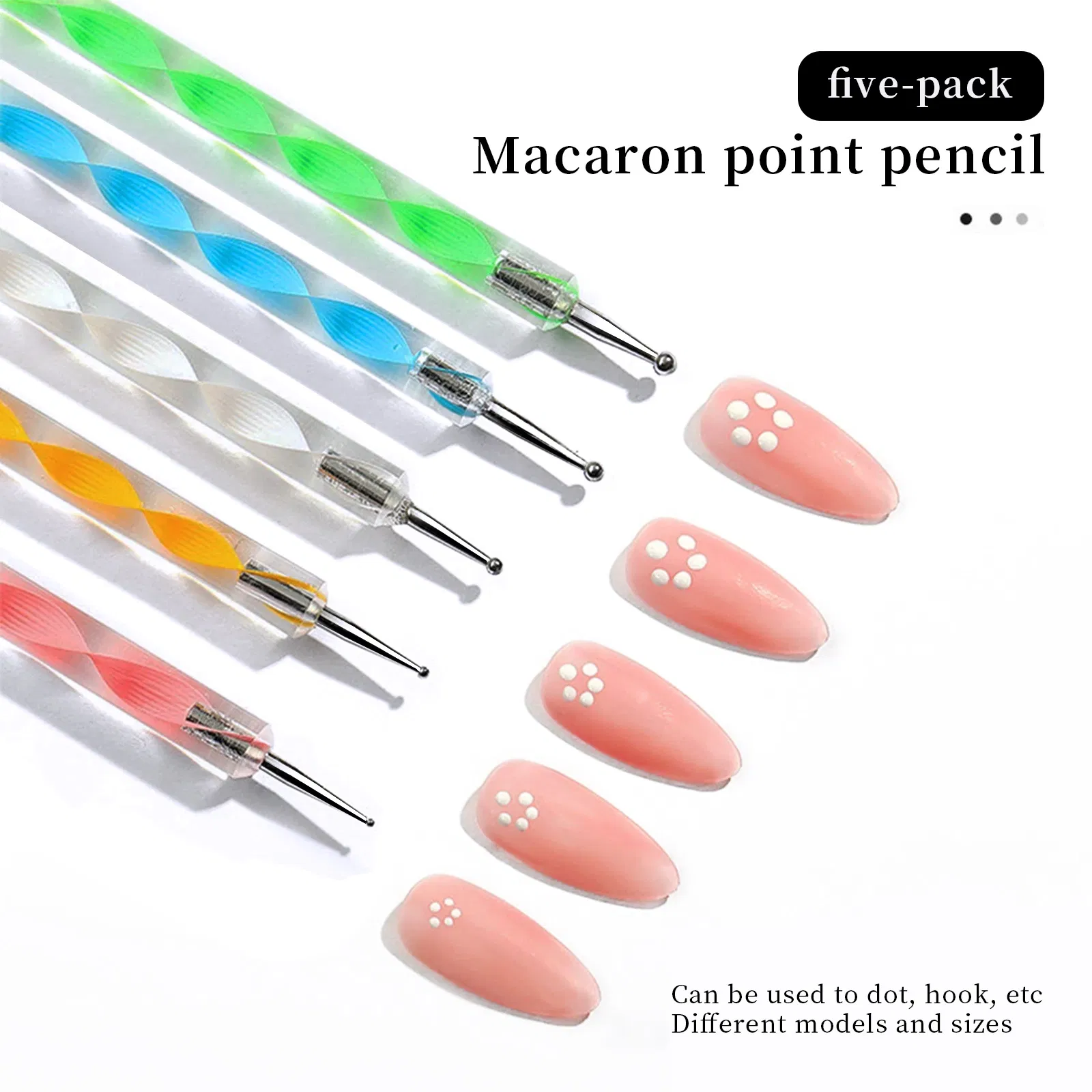 5pack Marcaron Point Pencil Magic Art Nail Pen Pusher
