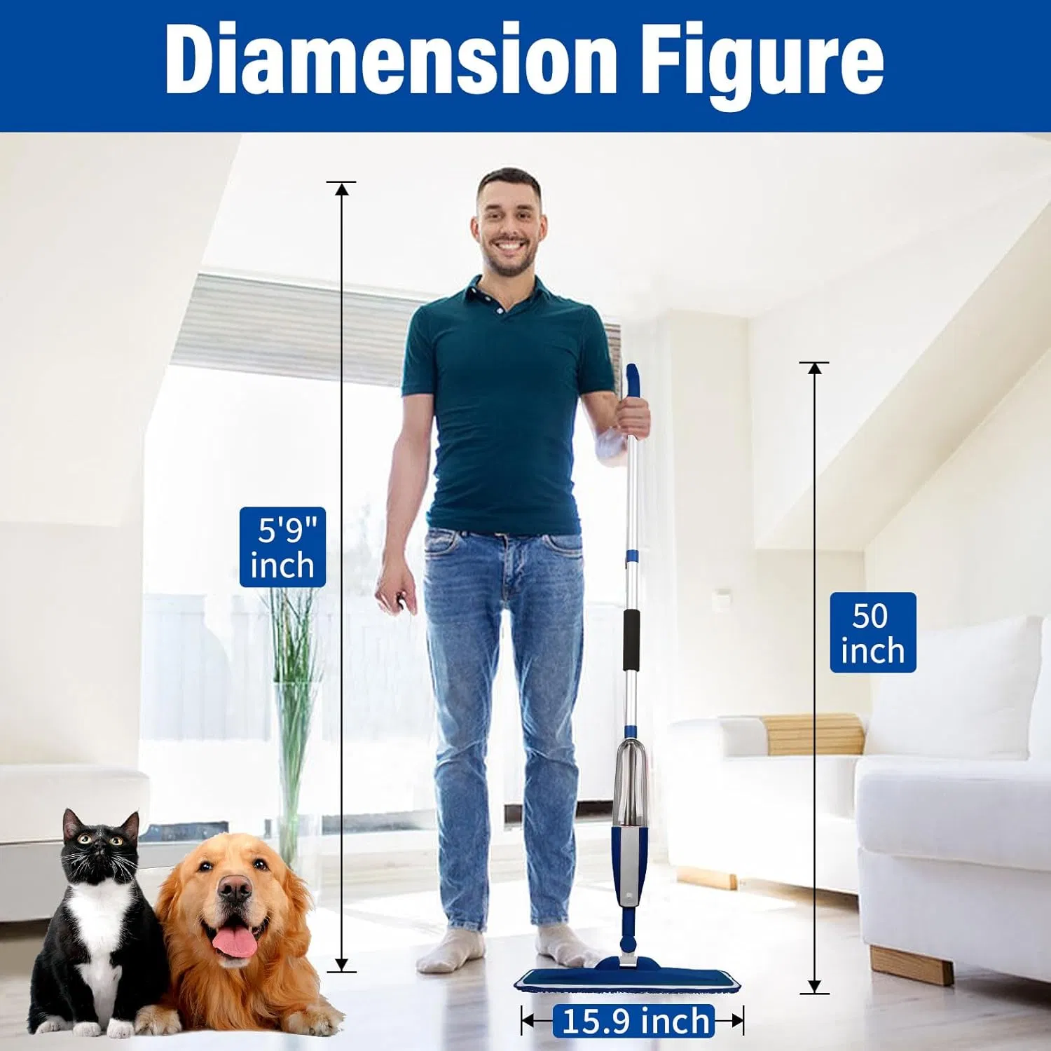 Brighthomey Microfibre Spray Mop for Hardwood Tile Floors Dust Cleaning