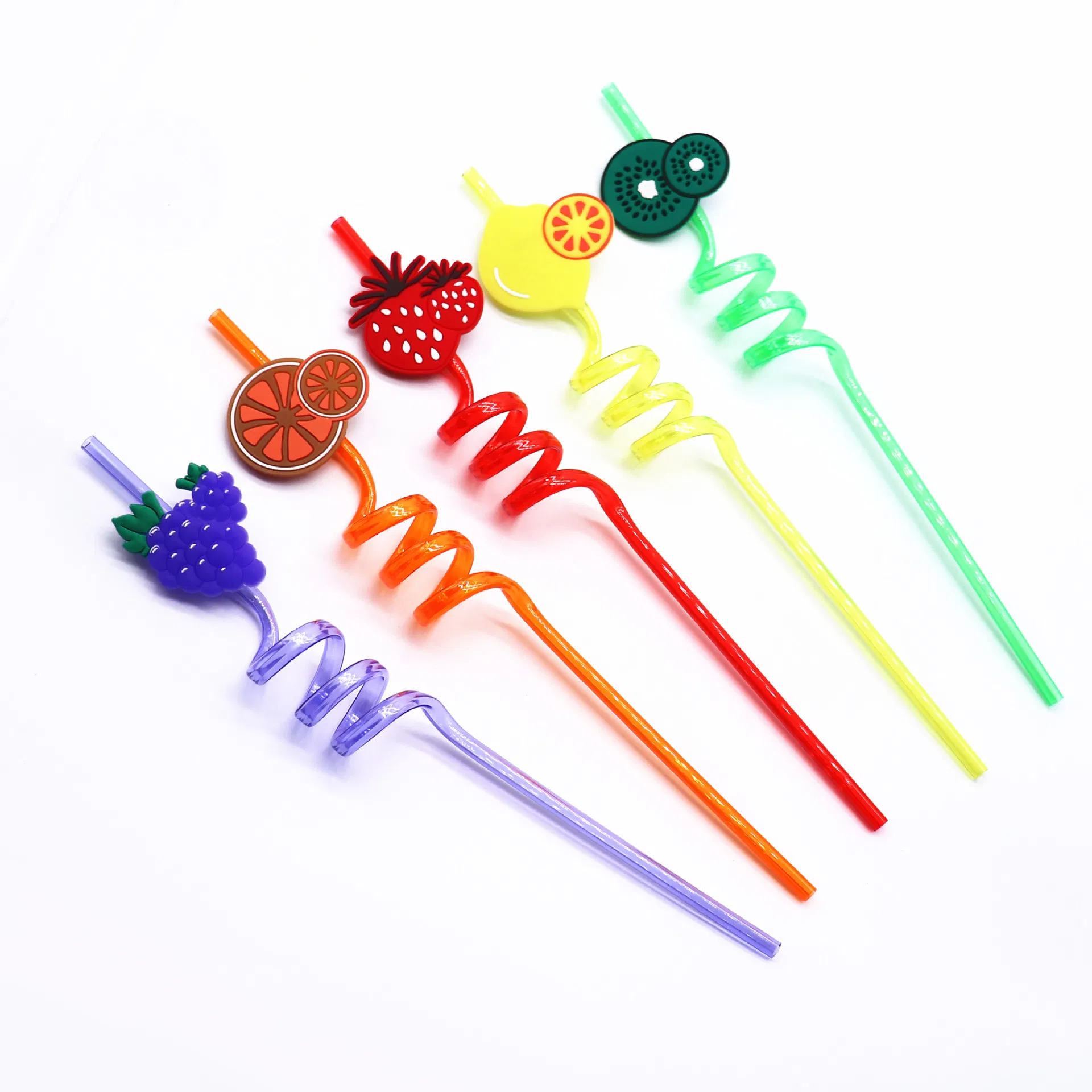 Custom Fruit Themed Birthday Tableware Set Spiral Shaped Straws Drinks Washable Straws