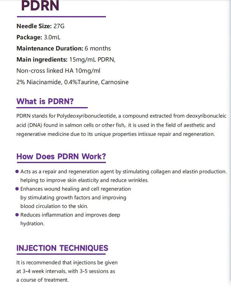 Rejuvenation Skin Booster with Ha and Salmon Pdrn Filler DNA for Mesotherapy