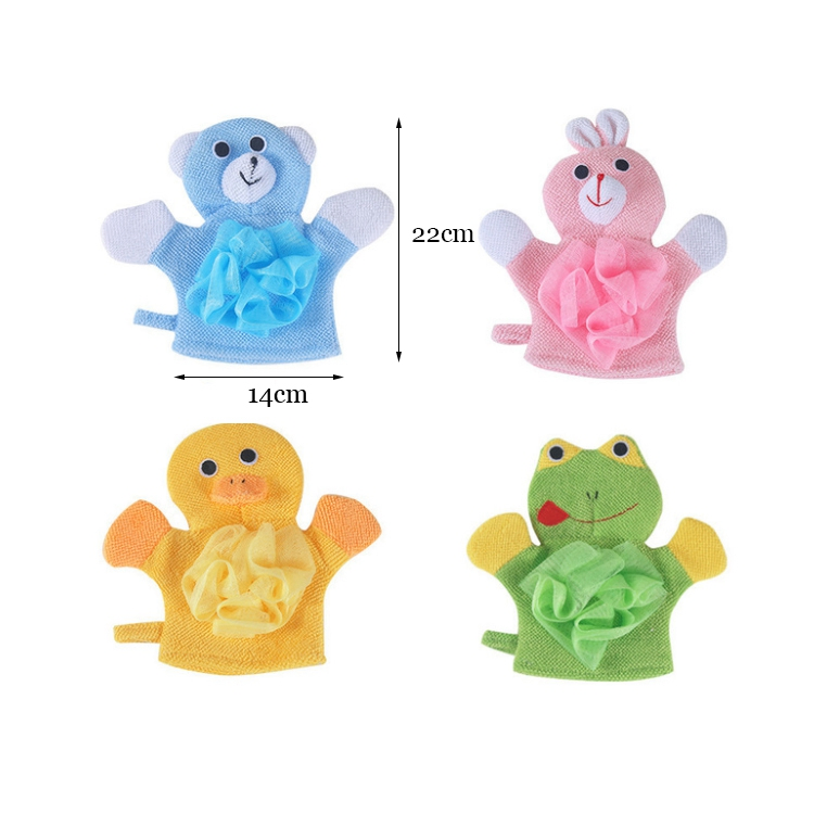 Hand Puppet Bath Wash Mitt Towel with Animal Designs for Children Bath Toy Cute Baby Kids Bath Sponge/Mitt/Glove for Kids