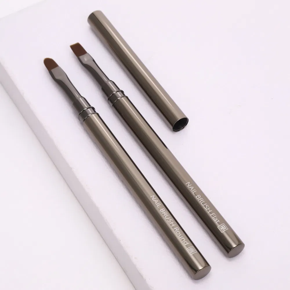 Flat 3D Painting Nail Art Brush Kolinsky Acrylic Metal Handle UV Gel Nails Brushes Polish Manicure Spatula Pen