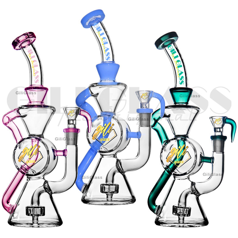 Gili-955 Giliglass 12 Inches Glass Water Pipe for Smoking DAB Rig Glass Recycler Wholesale