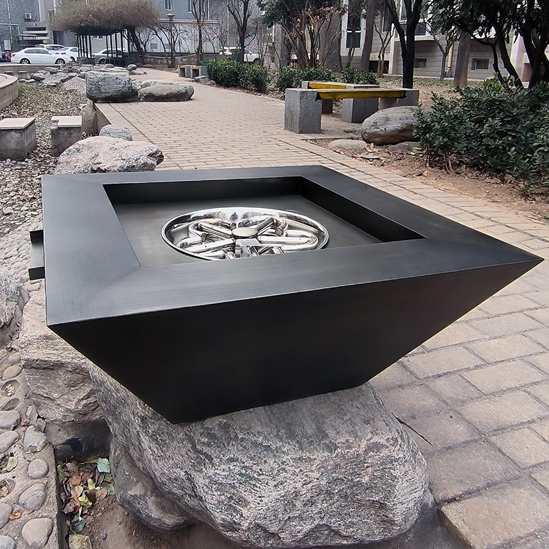 Stainless Steel Water Fire Bowls Outdoor Gas Fire Pit Waterfall