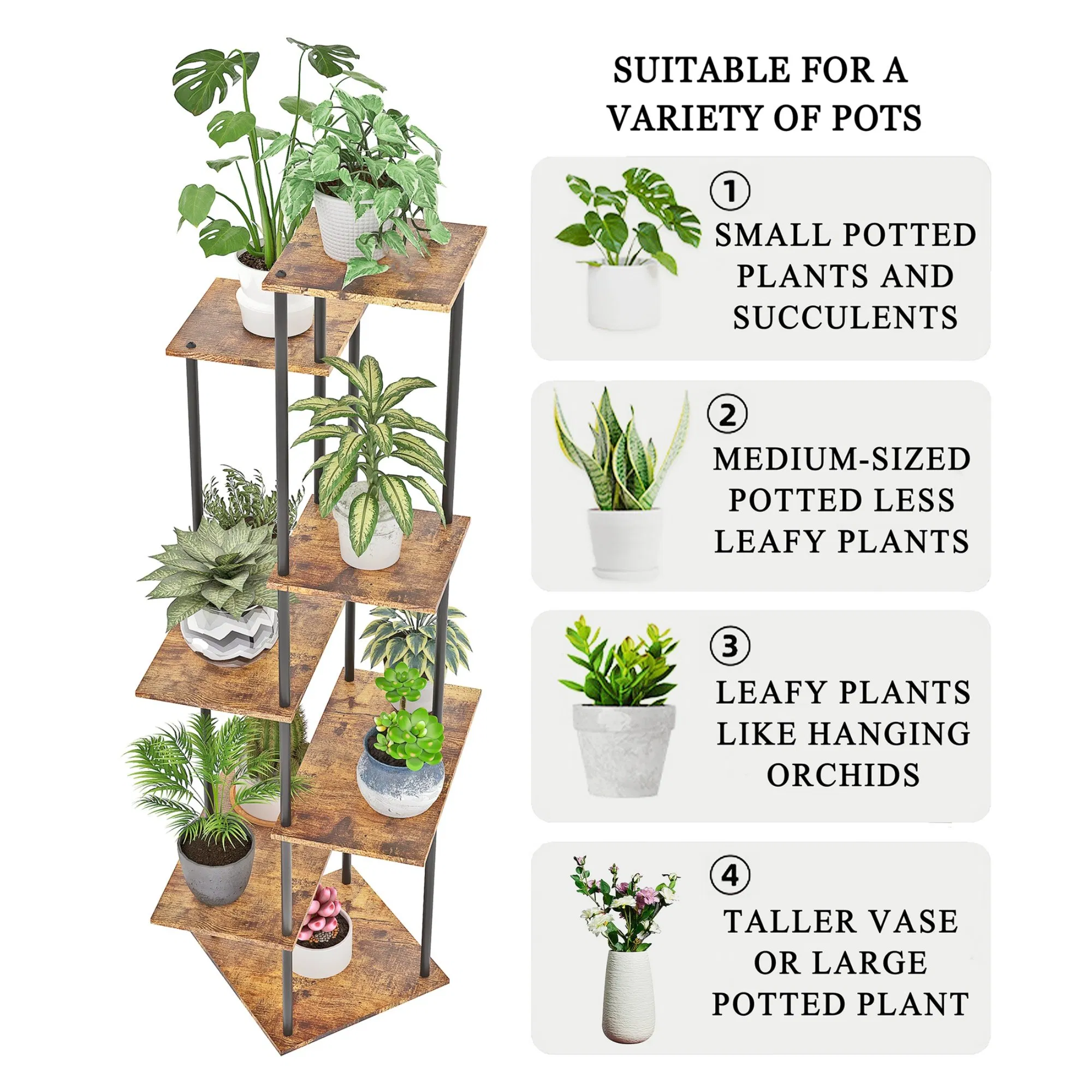 Rustproof Sturdy and Stable Easy to Install Multi-Layer Plant Shelf