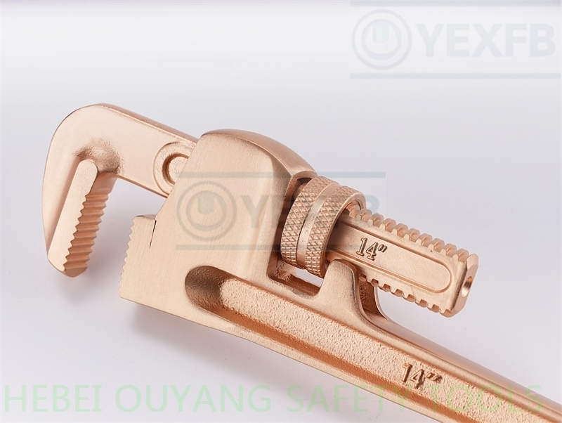 Non-Sparking Aetx Tools Adjustable Pipe Wrench 14" Be-Cu or Al-Br