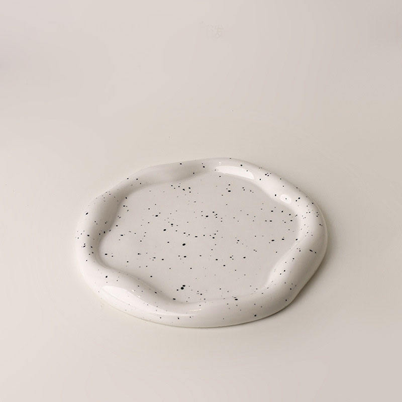 high Quality Tray Luxury Irregular Ceramic Ornaments Splashed Decorative Dessert Plate