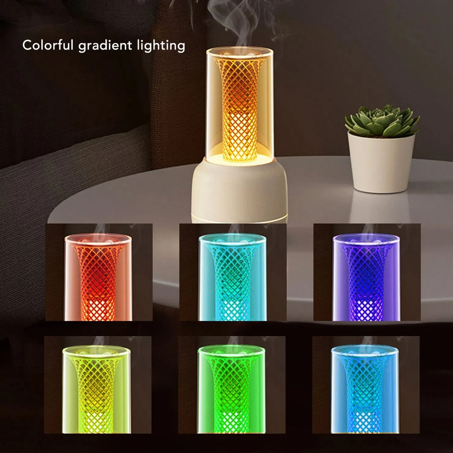 150ml Candle Seven Color Flame Light Aroma Diffuser with Timer and Soft Glow Night Light