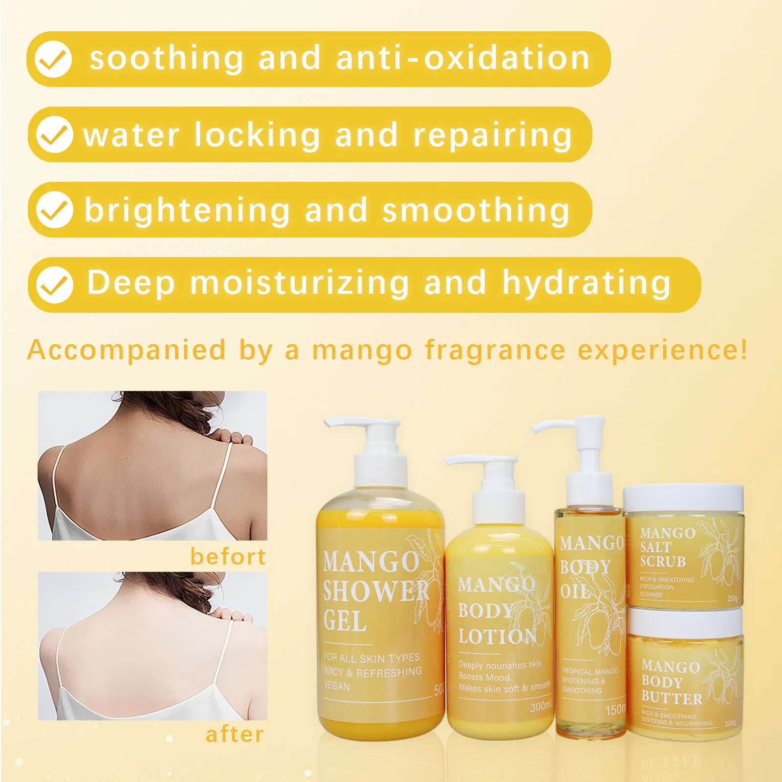 Beauty Cosmetics Natural Extraction Mango Body Care Combination Moisturizing Skin Care Set