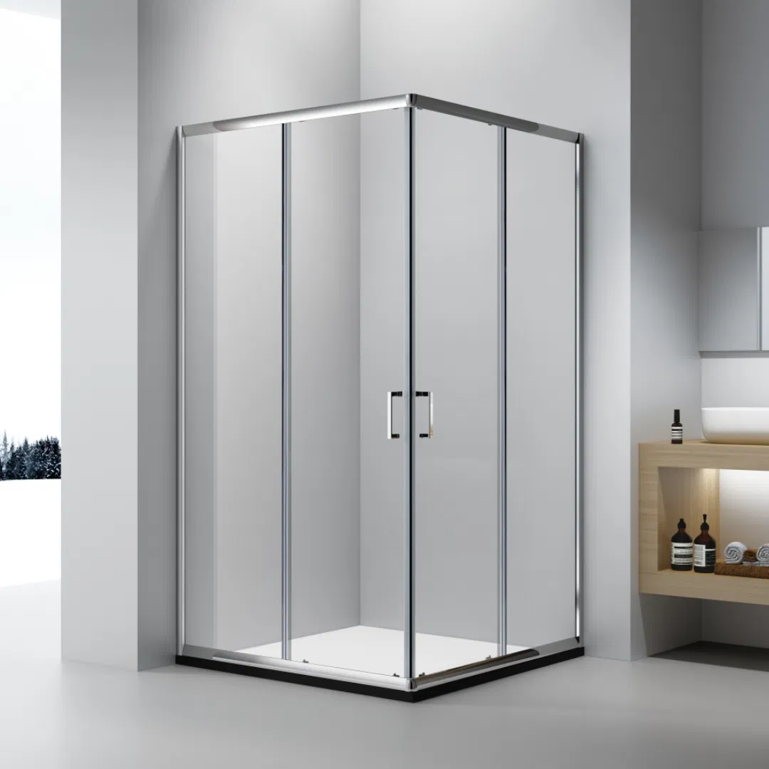 Hotel Home Bathroom Slim Aluminum Frame Curved Double Sliding Shower Door Tempered Glass Round Shower Cabin