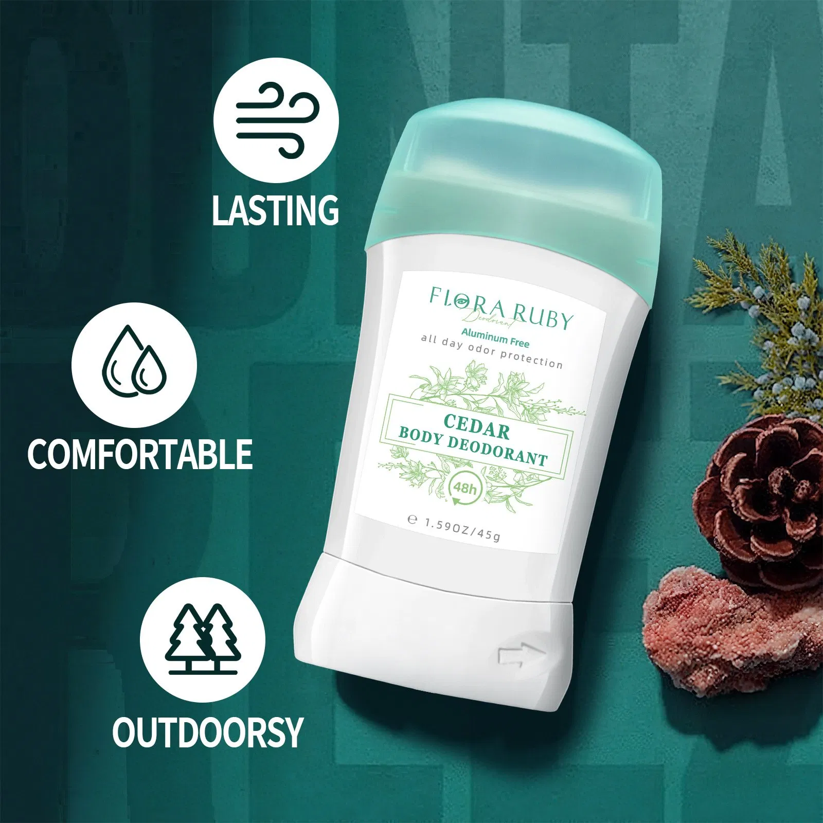 Soothing Portable Deodorant with Refreshing Hypoallergenic Pearl Beads