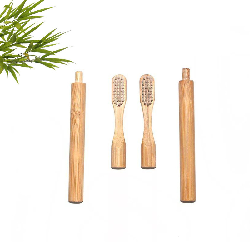 Biodegradable Disposable Detachable Replaceable Head Bamboo Toothbrush with Customized Logo