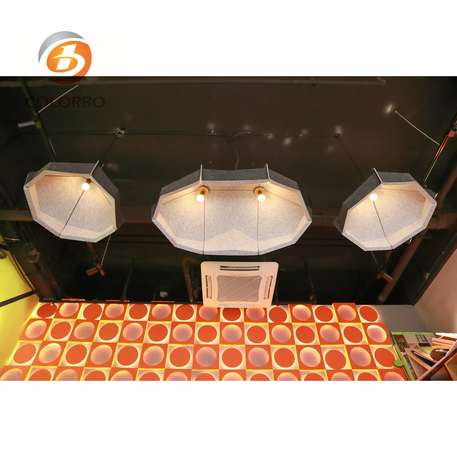 Huge Diamond Shape Polyester Fiber Eco-Friendly Material Lamp for Meeting Room