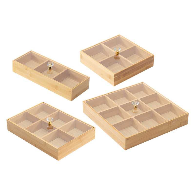 Bamboo and Wood Hot Pot Vegetable Storage, Dried Fruit Dim Sum Tray