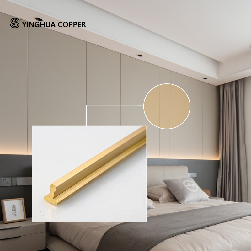 T-Shaped Brass Extruded Shaped Profile Custom Copper Profile Decorative Brass Strip Manufacturer