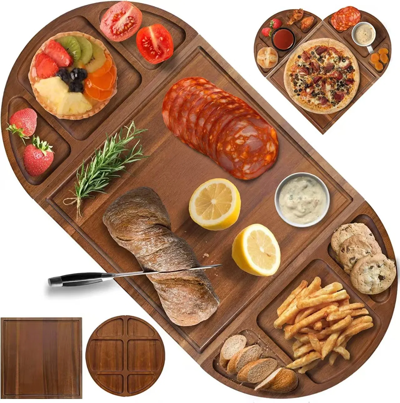 Spliced Wood Cutting Board for Steak Bread Cheese Serving
