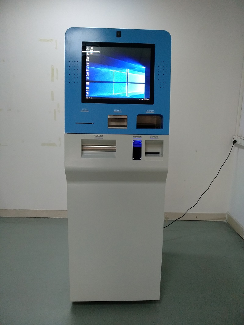 Self Service Banknote Exchange Payment Machine Floor Standing Passport Scanner Currency Exchange Machine ATM Machine