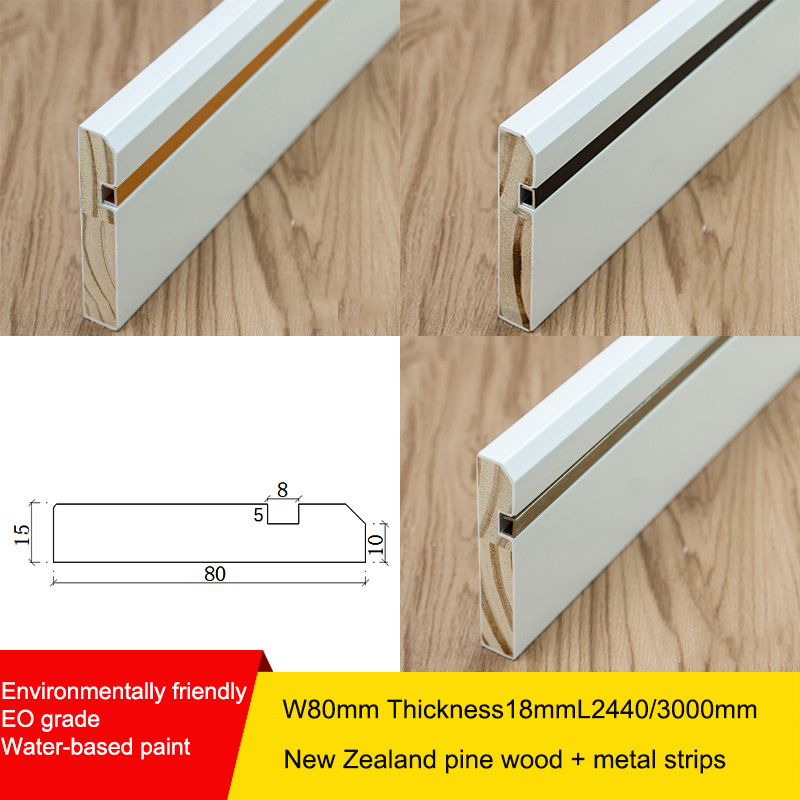 European Decorative Wood Baking Paint Baseboard Wood Skirting Flooring Boards