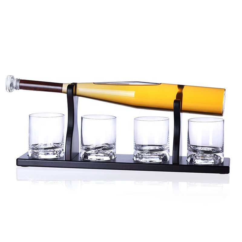 Wholesale Price OEM Manufacturer Personalized Customed Whisky Baseball Decanter with Wooden Base