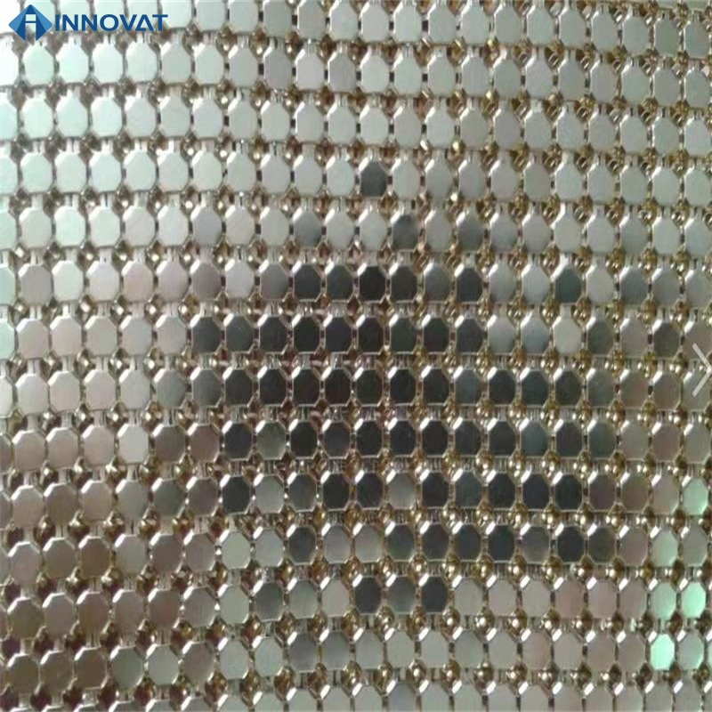 Metal Mesh Sheet Aluminum Sequin Chain Mail Fabric for Create Table Cloth Curtain