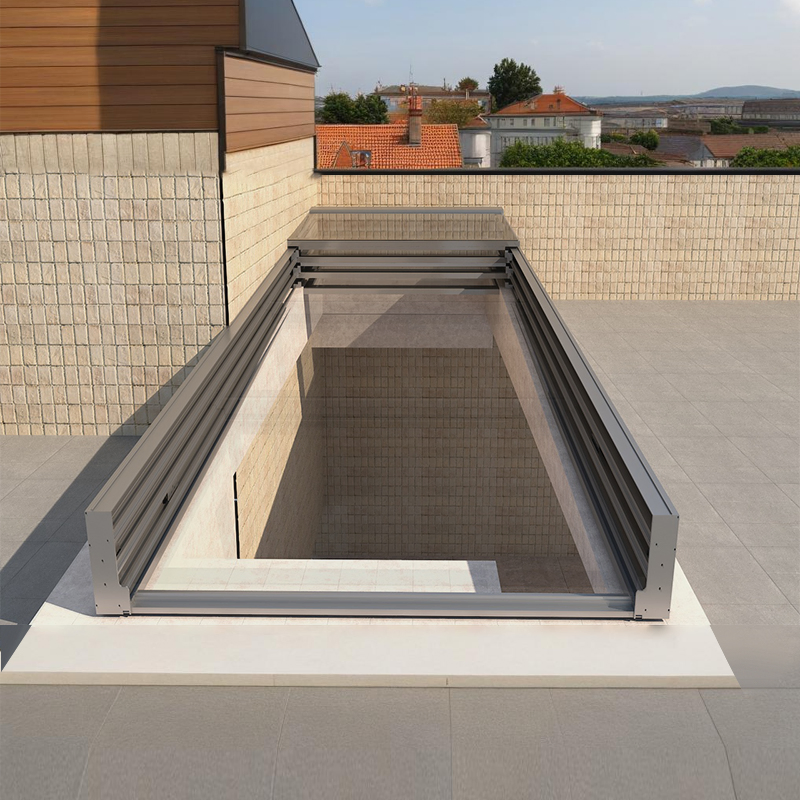 Wholesale Electric Skylight Automatic Customized Aluminium Motorized Glass Skylight Awnings Retractable Glass Roof Powder Coated Retractable Skylight