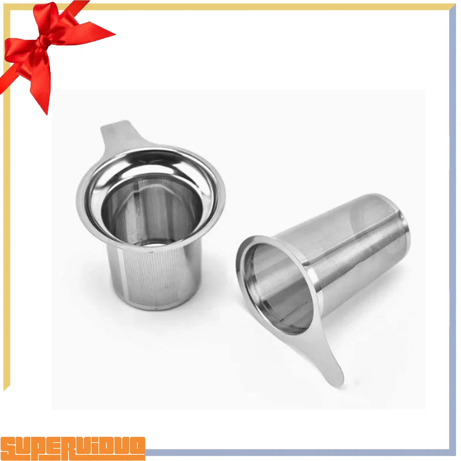 Heat Resistant Household Silver Metal Coffee Filter with Silicone Lid Tea Steeper Strainer