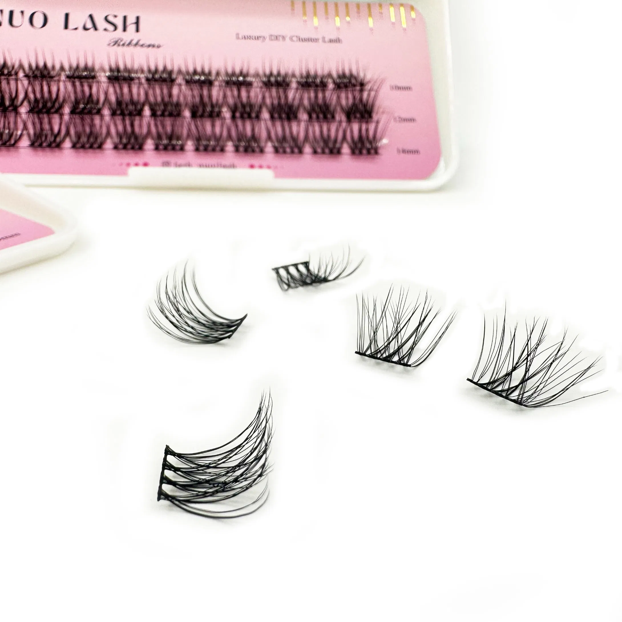 2024 Hot Selling Style DIY at Home Glue-Based Eyelash Extension 3D Faux Mink Pre Cut Segments Ribbons Cluster Lashes