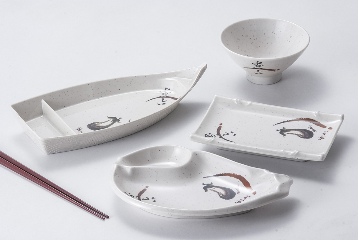 Two-Divided Plate Melamine Plate Tempura Tableware Custom Melamine Plate