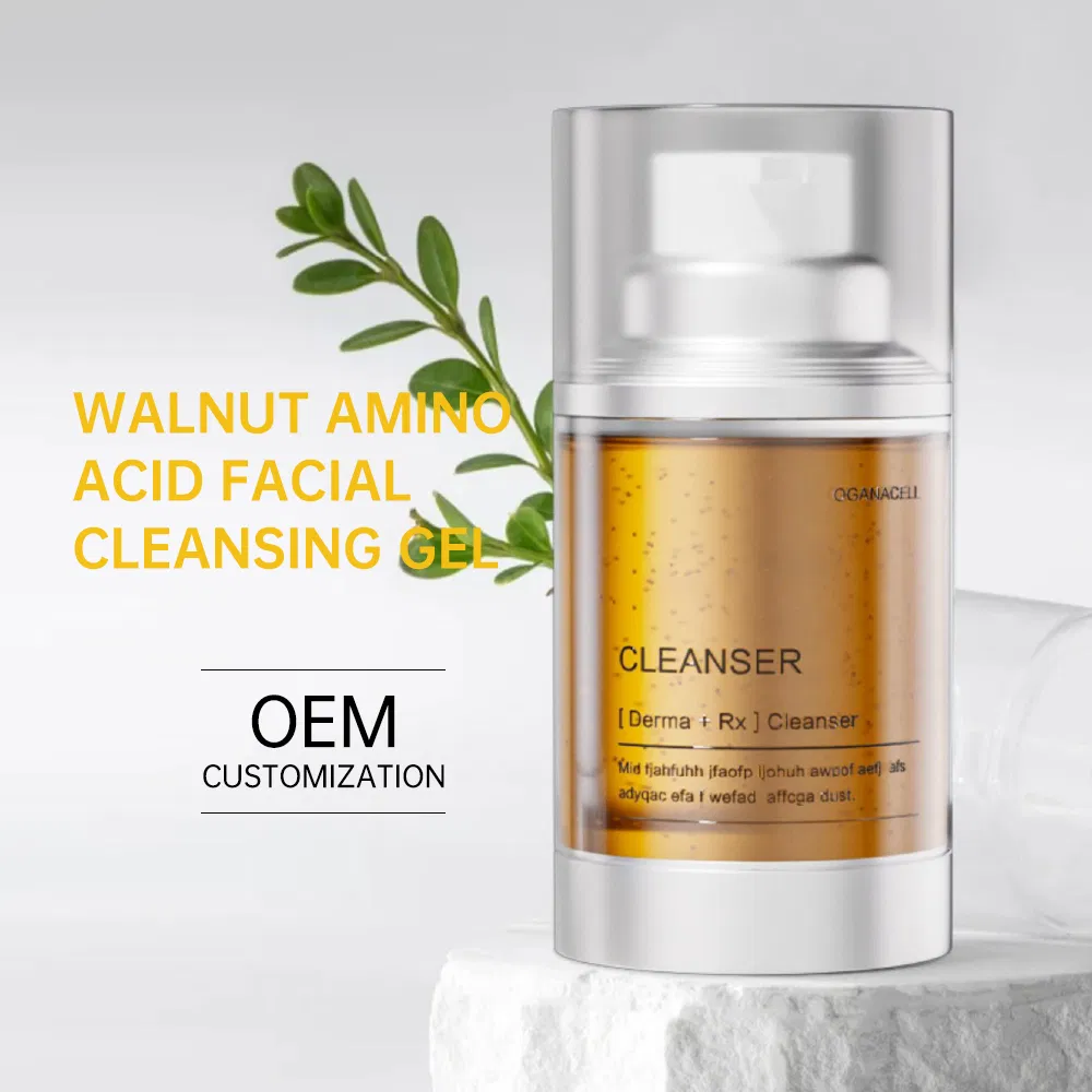 OEM/ODM Gentle Exfoliating Hydrating Jelly Texture Natural Walnut Particle Oily Skin Blackhead-Removing Amino Acid Facial Cleansing Gel