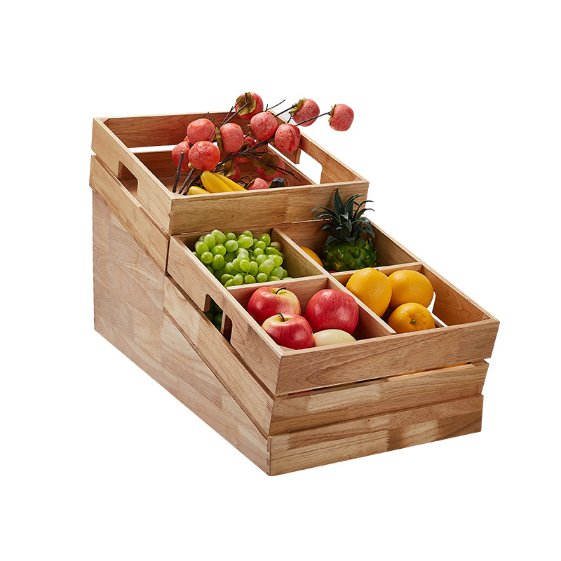 Solid Wood Bread Fruit Display Rack, Bread Frame, Cutting Board Tray, Double-Layer Shelf, Storage Basket, Hotel Buffet Special
