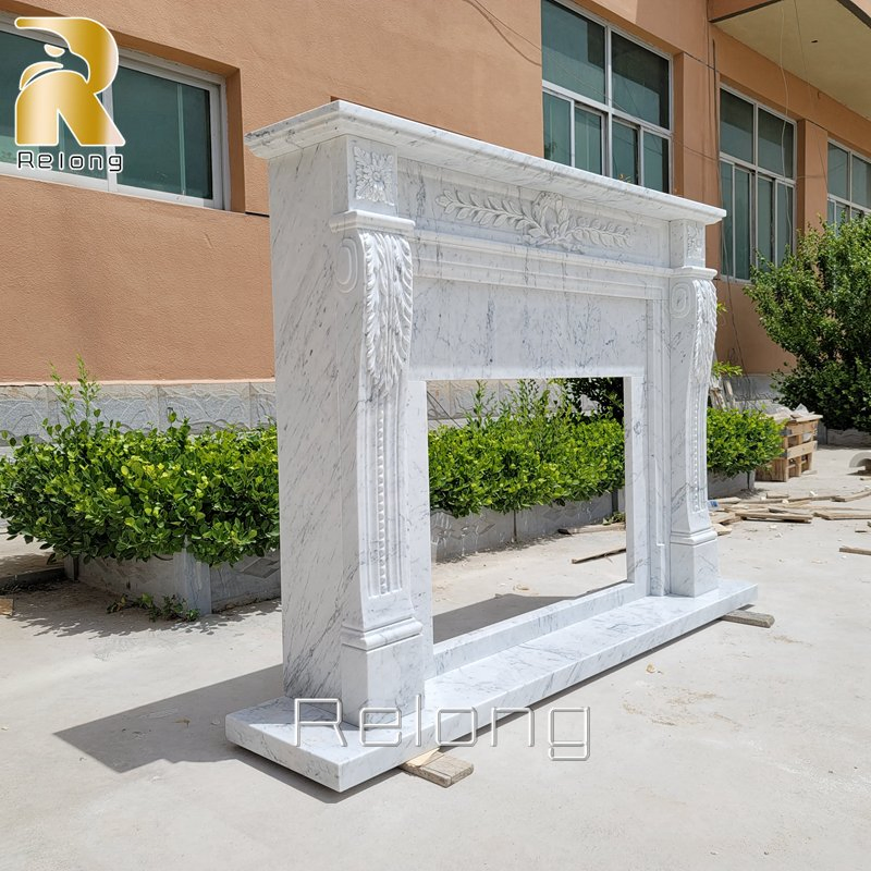 High Quality Natural Carrara White Marble Fireplace Mantels